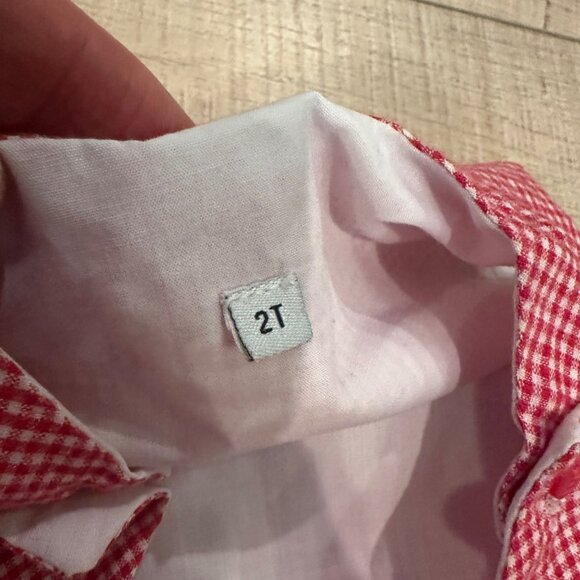 Vintage-Inspired Toddler Boys Red Gingham Checked Romper Sz 2 Hand-Smocked Ships - Picture 4 of 6